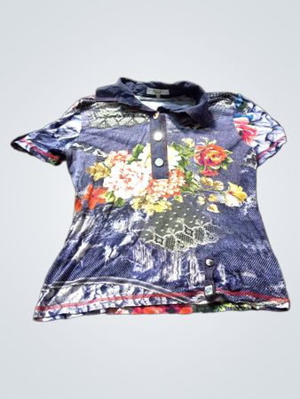 Anna Mora Sport Damen Polo-Shirt mit Blumenmuster