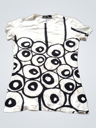 ECHO Weißes T-Shirt mit schwarzem Kreis-Muster