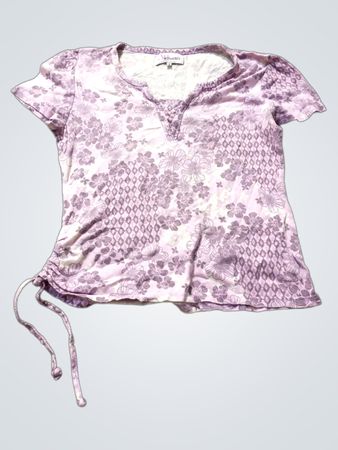 AFFINITÉS ARMAND THIERY Damen Lila Blumenmuster T-Shirt mit Kordelzug