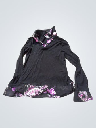 Dorothy Perkins Schwarzes Blumenmuster Langarmshirt