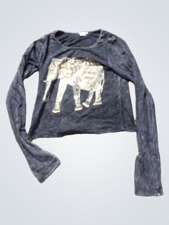 Davido Langarm Elefant Grafik T-Shirt
