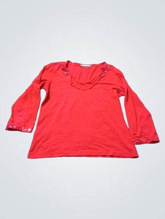 sunWear Rotes Pailletten-verzierte Langarm-Oberteil