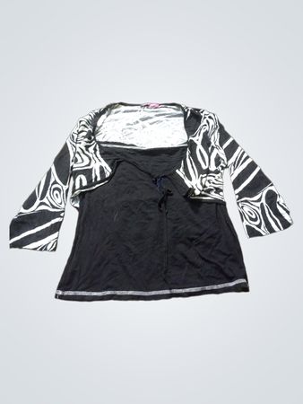DPM von Depech Mod Schwarz-weißer gemusterter Bolero-Top