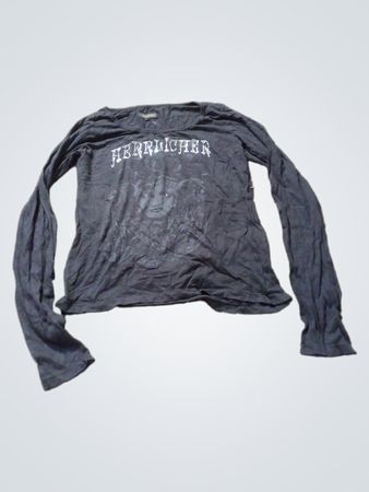 HERRRICHER Schwarzes Langarm-Grafik-T-Shirt