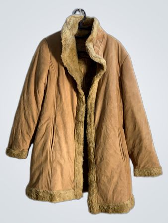 Tan faux fur lined coat