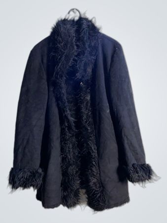 Black Faux Fur Trimmed Coat