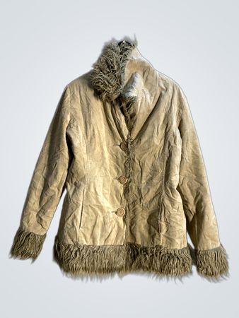 New Look Beige Faux Fur Trimmed Jacket