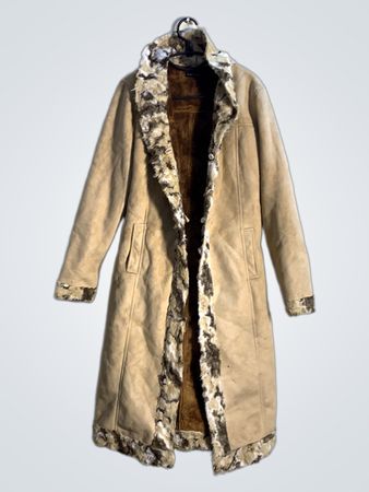 Saks Woman Faux Suede Fur Lined Coat