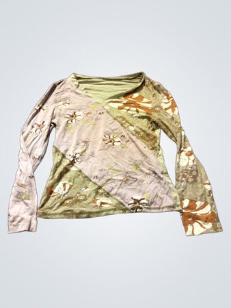 Langärmliges Patchwork-Blumendrucktop
