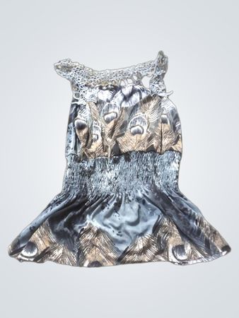 Best Life Damen Bluse mit Pfauen Feder Druck und Raffung