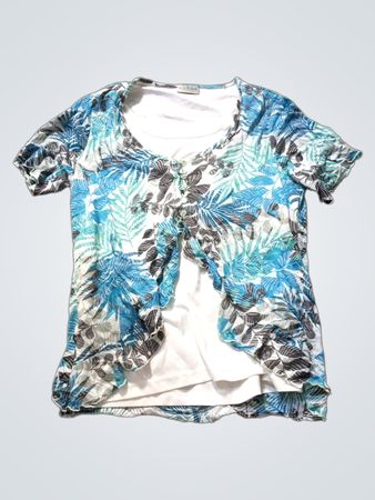 CANDA KOLLEKTION BEI C&A Damen Blau Blütenmuster Kurzarm Schichttop