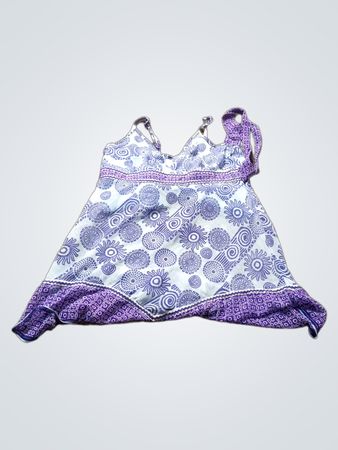 Blaue und lila gemusterte Spaghetti-Top