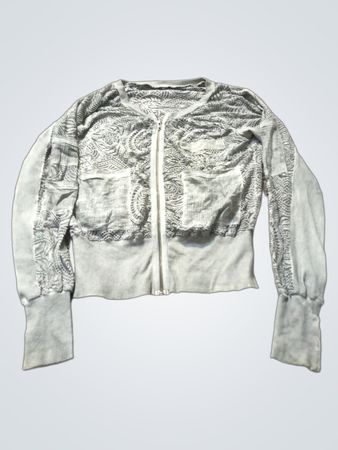 Grau gemustertes Reißverschluss-Sweatshirt