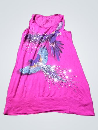 Rosa Tanktop mit Papageiengrafik