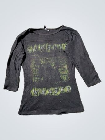 Schwarzes Langarm-T-Shirt mit Grafikdruck