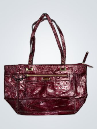 Nine West Burgundy Patent Leather Tote Bag