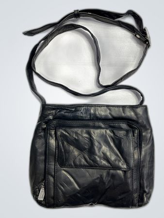 Visconti Black Leather Crossbody Bag