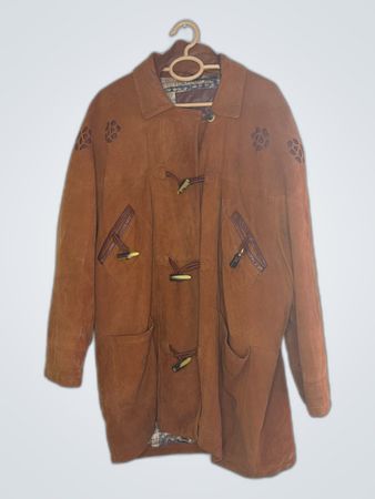 Veste en daim marron à bouton toggle