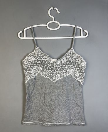 Gray Lace Trim Camisole Top