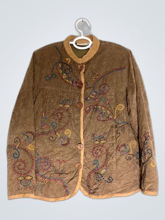 Brown Embroidered Cotton Jacket
