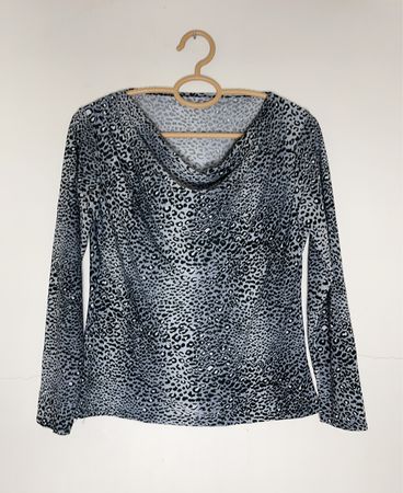 Leopard Print Cowl Neck Blouse