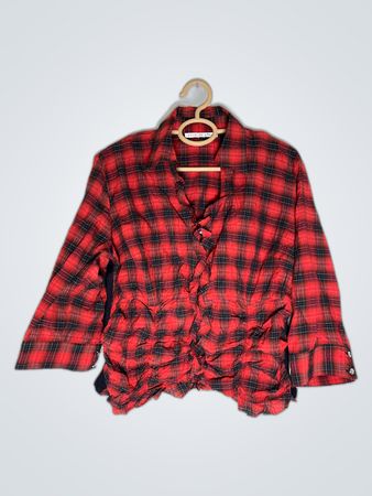 Patrice Breal Red Plaid Ruffled Shirt