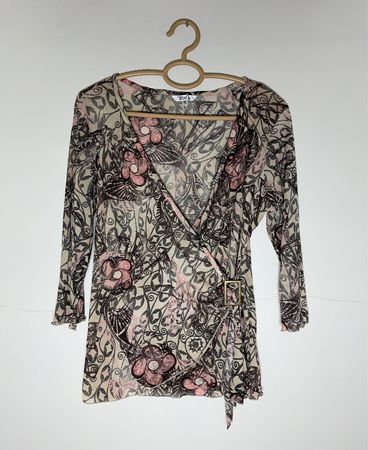 M&Co Printed Wrap Blouse
