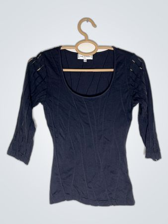 Anne Fontaine Black Elbow Sleeve Blouse