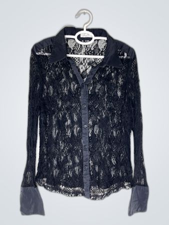 Bonia Black Lace Sheer Blouse