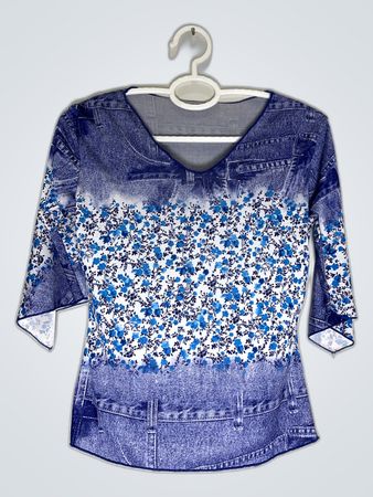 Printed Denim Blouse