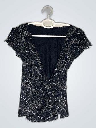 Black Printed Wrap Blouse