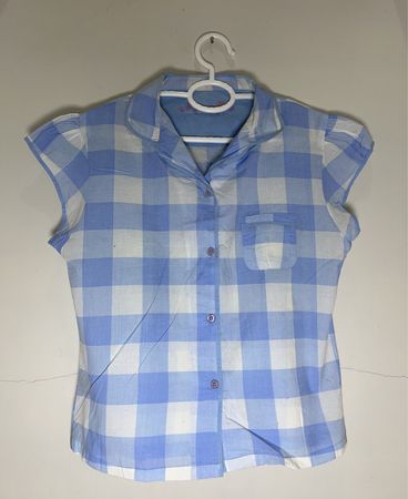 Closer with Evie Blue Gingham Short Sleeve Shirt