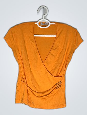 Ciocco Orange Wrap Blouse