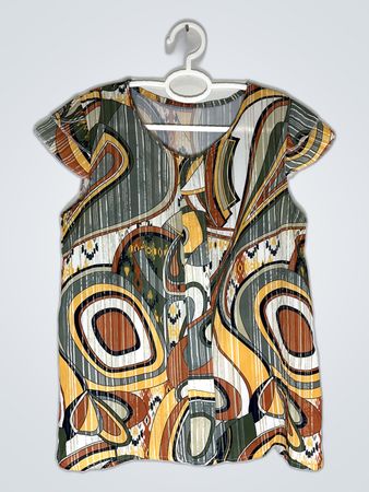 Abstract Print Short Sleeve Blouse