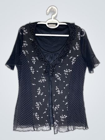 C&A Black Printed Sheer Blouse
