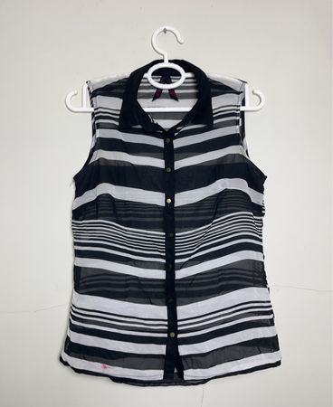 Zara Sheer Striped Sleeveless Blouse