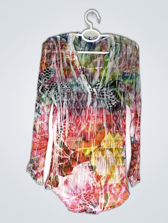 Long-Sleeve Blouse with Multicolor Print