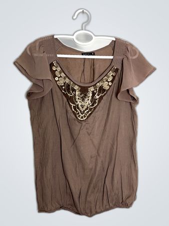 Brown Embellished Top