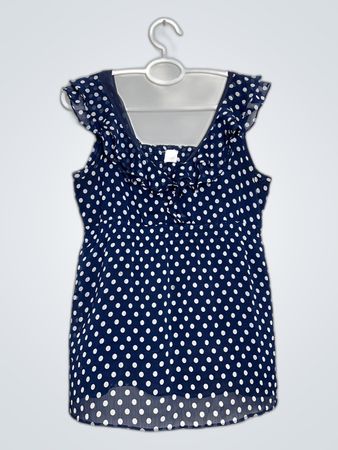Camieu Navy Polka Dot Ruffle Blouse