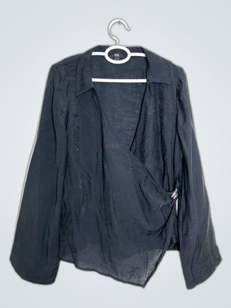 C&A Black Sheer Wrap Blouse