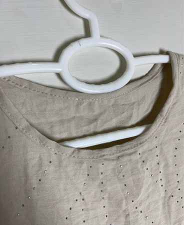 Beige Sequin Embellished Long-Sleeve Blouse