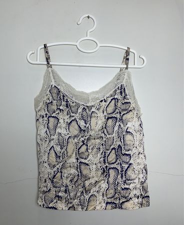 Lace Trim Snakeskin Camisole Top