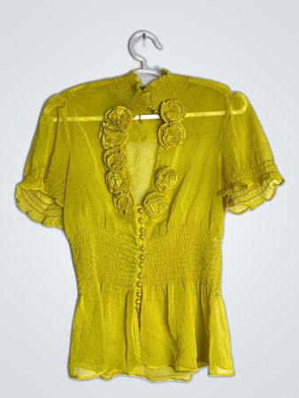 Yellow Blouse with Floral Details