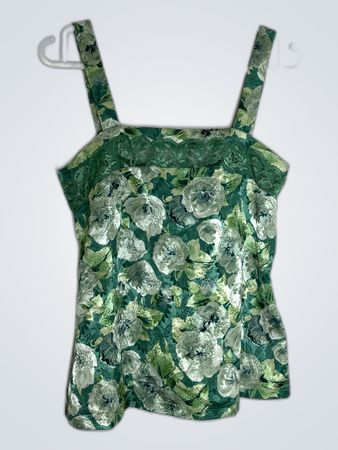 Unbranded Green Floral Satin Cami Top