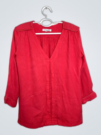 La Petite Française Red V-Neck Blouse