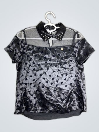 Unbranded Black Heart Print Sheer Blouse