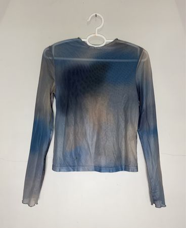 Durchsichtiges Mesh-Tie-Dye-Langarmoberteil
