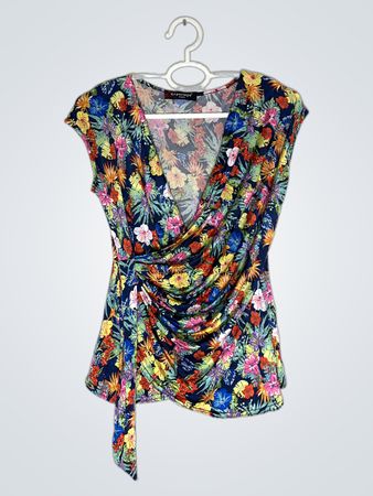 Esperance Paris Floral Print Ruched Top