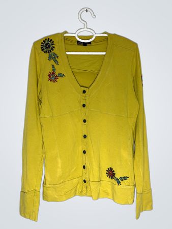 ANNA SCOTT Gelber bestickter Cardigan