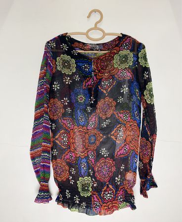 Desigual Floral Print Durchsichtige Langarmoberteil